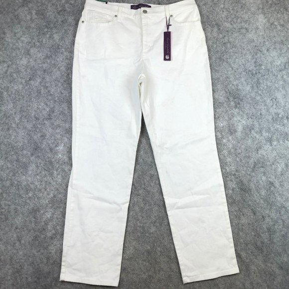 Gloria Vanderbilt Amanda Jeans Size 12S White High Rise Relaxed Stretch Tapered - Picture 1 of 12